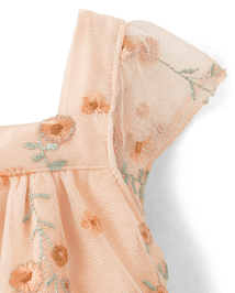 Girls Embroidered Floral Mesh Ruffle Dress - All Dressed Up