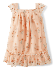 Girls Embroidered Floral Mesh Ruffle Dress - All Dressed Up