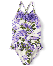 Girls Floral Ruffle One Piece Swimsuit - Splish-Splash