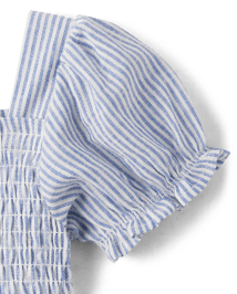 Robe à volants en lin mélangé rayé pour fille