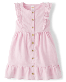 Robe à volants et volants en lin mélangé pour fille