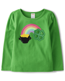Haut brodé à motif trèfle pour fille - Petit lutin