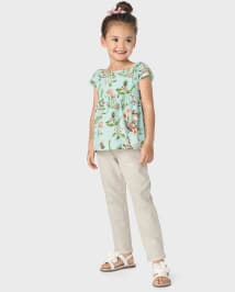 Pantalon à enfiler en lin mélangé Fille Tie