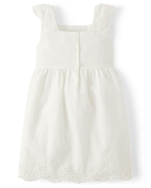 Girls Mommy And Me Eyelet Linen-Blend Flutter Dress