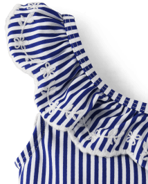 Girls Striped Ruffle One Piece Swimsuit - Splish-Splash