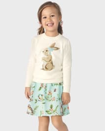 Jupe-short Fille Floral Bird Boucle Popeline - Signs of Spring