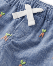 Short à enfiler en chambray brodé carotte pour garçon - Garden Party
