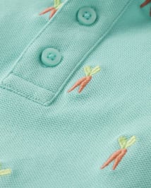 Boys Embroidered Carrot Pique Polo - Garden Party