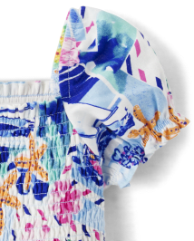 Girls Tropical Smocked Jumpsuit - Bon Voyage
