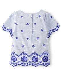 Girls Eyelet Scalloped Top - Bon Voyage
