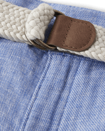 Short chino en coton et lin mélangés avec ceinture pour garçon