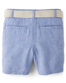 Short chino en coton et lin mélangés avec ceinture pour garçon