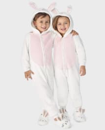 Unisex Kids Long Sleeve Bunny Fleece One Piece Pajamas Gymmies