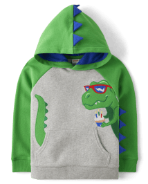 Boys Embroidered Dino Fleece Hoodie - Birthday Boutique