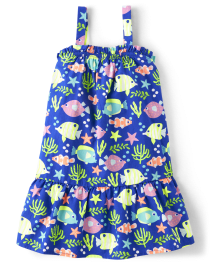 Girls Fish Ruffle Dress - Splish-Splash