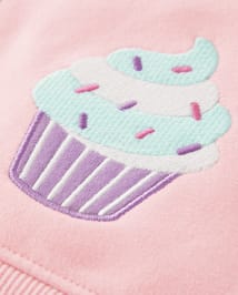 Girls Embroidered Cupcake Fleece Zip Up Hoodie - Birthday Boutique