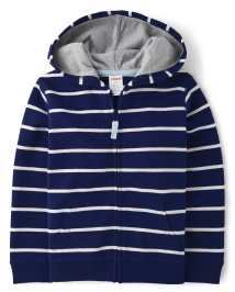 Sweat à capuche zippé en polaire rayé pour garçons - Bon Voyage