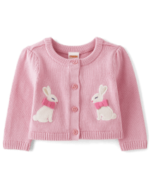 Cardigan lapin brodé bébé fille - Célébrations du printemps