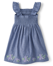 Girls Sleeveless Embroidered Floral Chambray Woven Flutter Dress Homegrown by Gymboree CHAMBRAY Gymboree CA