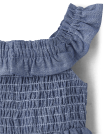 Baby Girls Embroidered Floral Chambray Flutter Dress - Homegrown by Gymboree