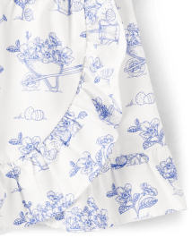 Jupe-short Fille Bunny en Popeline à Volants - Bleu Belle