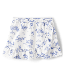 Jupe-short Fille Bunny en Popeline à Volants - Bleu Belle