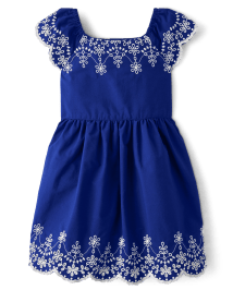 Girls Mommy And Me Eyelet Fit And Flare Dress - Blue Belle