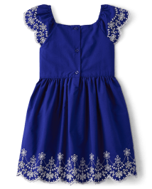Girls Mommy And Me Short Flutter Sleeve Eyelet Poplin Woven Fit And ...