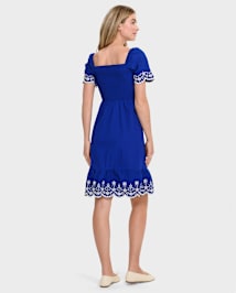 Robe à volants en popeline à œillets Mommy And Me pour femme - Blue Belle