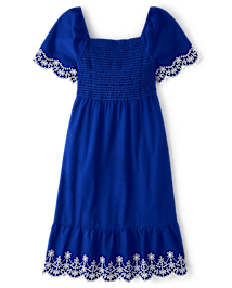 Robe à volants en popeline à œillets Mommy And Me pour femme - Blue Belle
