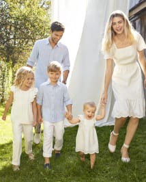 Pantalon à enfiler en lin mélangé Fille Tie