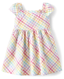 Fille arc-en-ciel Gingham Poplin Robe évasée - Spring Celebrations