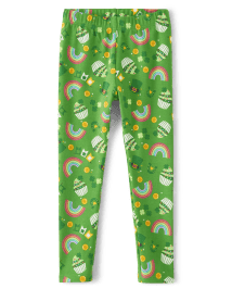 Girls Shamrock Print Knit Leggings - Little Leprechaun Collection