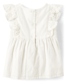 Girls Eyelet Linen-Blend Top