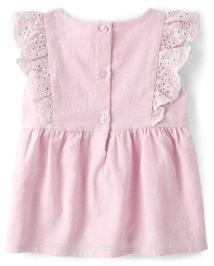 Haut Fille Eyelet en lin mélangé