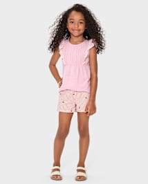 Haut Fille Eyelet en lin mélangé