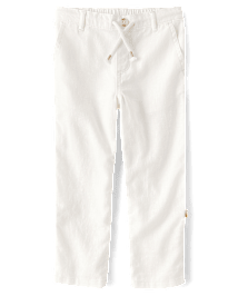 Pantalon à enfiler en lin mélangé à revers pour enfant