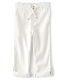 Pantalon à enfiler en lin mélangé à revers pour enfant