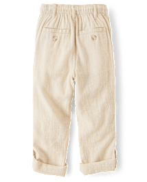 Pantalon à enfiler en lin mélangé à revers pour enfant