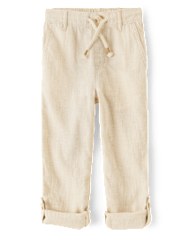 Pantalon à enfiler en lin mélangé à revers pour enfant
