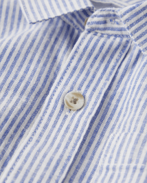 Kids Dad And Me Striped Linen-Blend Button Up Shirt