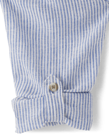 Kids Dad And Me Striped Linen-Blend Button Up Shirt