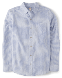Mens Dad And Me Striped Linen-Blend Button Up Shirt