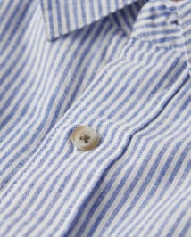 Mens Dad And Me Striped Linen-Blend Button Up Shirt