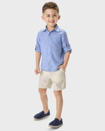 Kids Linen-Blend Pull On Shorts