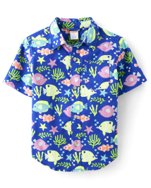 Chemise boutonnée à motif poisson pour garçon - Splish-Splash
