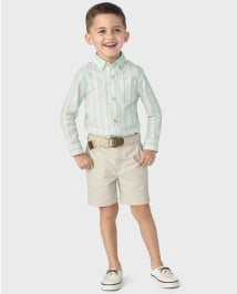 Chemise boutonnée en popeline rayée « papa et moi » pour garçons - Signes du printemps