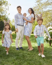 Chemise boutonnée en popeline assortie à carreaux pour garçons - Spring Celebrations