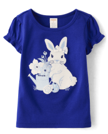 Haut arrosoir lapin brodé pour filles - Blue Belle