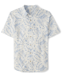 Mens Matching Family Palm Leaf Button Up Shirt - Little Essentials